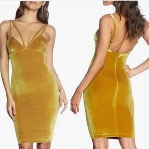 Dress the Population Vickie COSMOPOLITAN Strappy Dress, Velvet Gold, Size Small